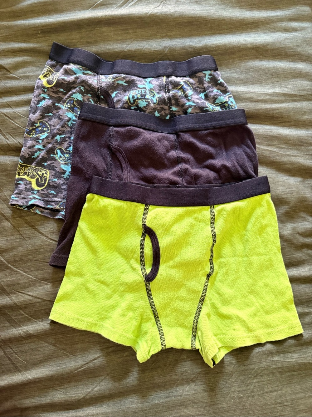 Boys Boxer Briefs - Lime, Charcoal & Camouflage - 3 Pack